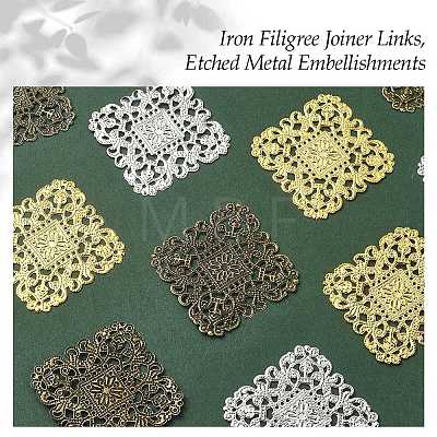 12Pcs 3 Colors Iron Filigree Joiner Links IFIN-YW0003-46-1