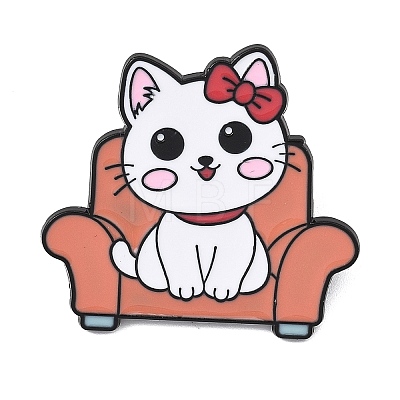 Cat Sitting in Sofa Enamel Brooches AL-I001-06EB-01-1