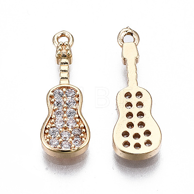 Brass Micro Pave Clear Cubic Zirconia Pendants X-KK-S359-113-RS-1