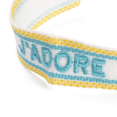 Word J'ADORE Polycotton(Polyester Cotton) Braided Bracelet with Tassel Charm BJEW-F429-01-1