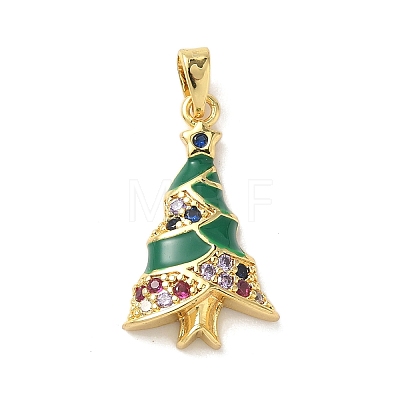 Christmas Brass Micro Pave Cubic Zirconia Pendants KK-K305-07B-02-1