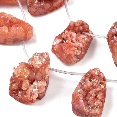 Electroplated Natural Druzy Agate Beads Strands G-N0259-05-1