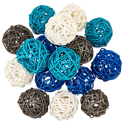 16Pcs 4 Colors Wicker Rattan Balls AJEW-SC0004-26B-1