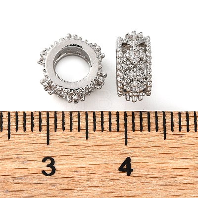 Brass Micro Pave Cubic Zirconia European Beads KK-K378-39P-1