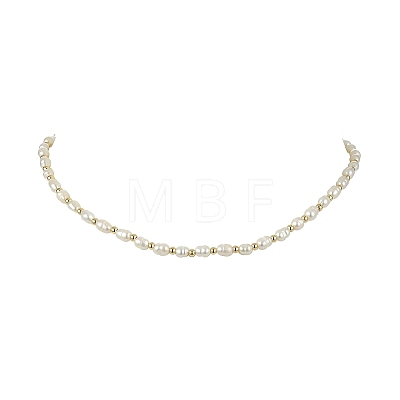 Natural Cultured Freshwater Pearl Rice Beaded Necklaces NJEW-JN06044-1