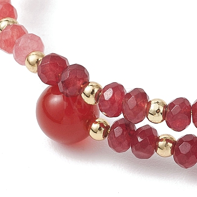 Dyed Natural Malaysia Jade & Brass Beaded Bangles for Women BJEW-JB13343-02-1
