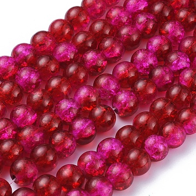 Spray Painted Crackle Glass Beads Strands CCG-Q002-8mm-08-1