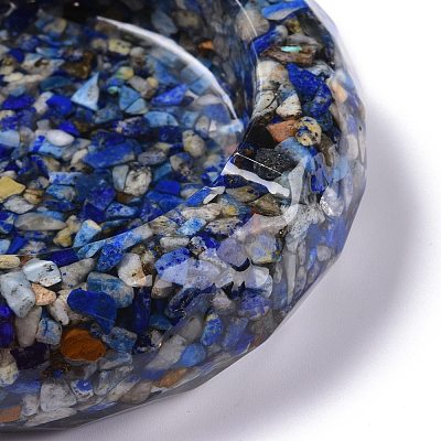 Resin with Natural Lapis Lazuli Chip Stones Ashtray DJEW-F015-06C-1