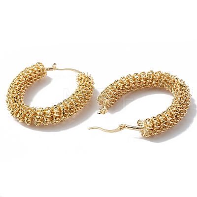 Brass Wire Wrap Spiral Oval Hoop Earrings for Women EJEW-A093-15G-1