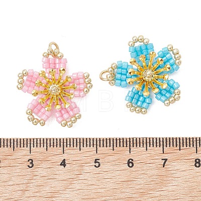 6Pcs Glass Seed Beaded Pendants PALLOY-MZ01284-1