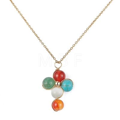 Natural & Synthetic Mixed Gemstone Cross Jewelry Set SJEW-JS01284-01-1