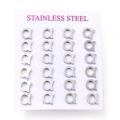 Tarnish Resistant 304 Stainless Steel Greek Alphabet Stud Earrings STAS-D007-07P-07-1