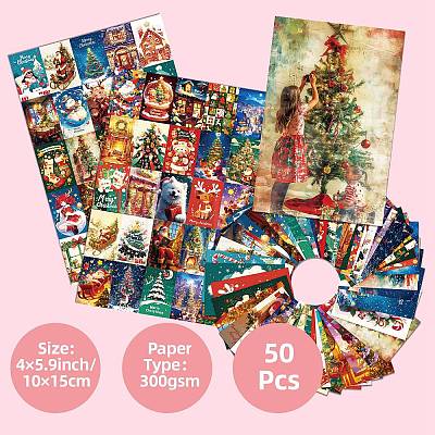 50Pcs Christmas Paper Greeting Cards DIY-P085-15A-1