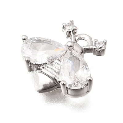 Brass Micro Pave Clear Cubic Zirconia Charms KK-K426-05P-1