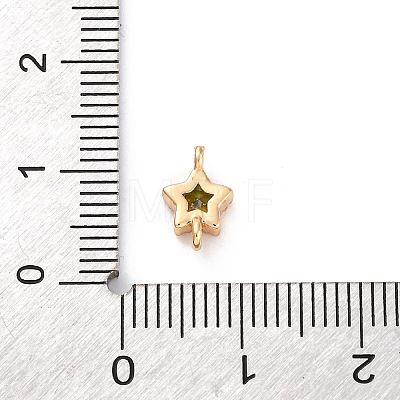 Brass Cubic Zirconia Star Connector Charms KK-Z084-11G-03-1