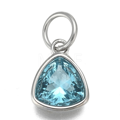 304 Stainless Steel Cubic Zirconia Pendant ZIRC-P080-B03-1