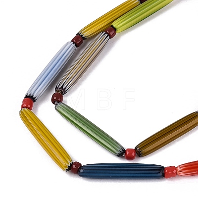 Handmade Millefiori Glass Lampwork Strip Beads Strands LA-N047-01A-1