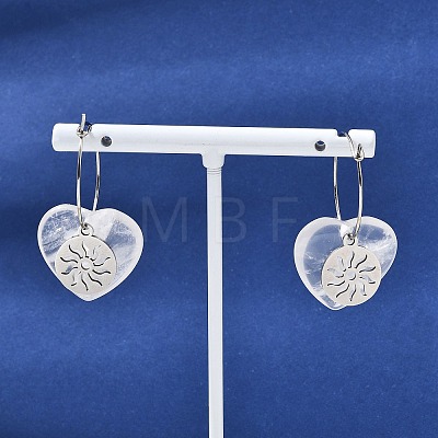 Natural & Synthetic Gemstone & 304 Stainless Steel Hoop Earrings for Women EJEW-G475-01P-1
