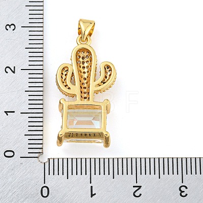 Rack Plating Brass Micro Pave Clear Cubic Zirconia Pendants ZIRC-L100-158G-01-1