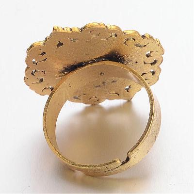 Vintage Adjustable Iron Finger Ring Components Alloy Cabochon Bezel Settings PALLOY-Q300-09AG-NR-1