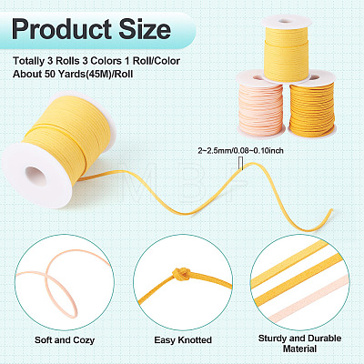 3 Rolls 3 Colors Faux Suede Cord LW-TA0001-07-1