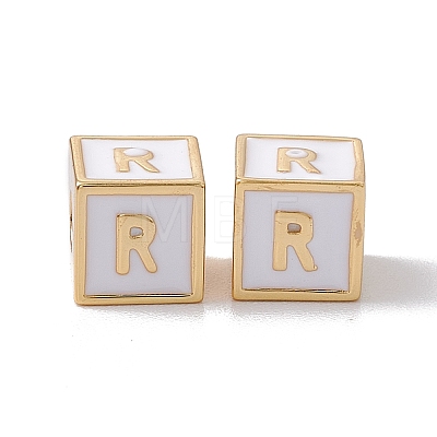Rack Plating Brass Enamel Beads KK-B060-04G-04R-1