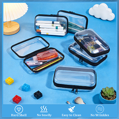 6Pcs Transparent PET Desktop Storage Zipper Boxes ABAG-WA0001-44B-1