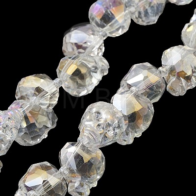 Transparent Electroplated Glass Beads Strands GLAA-G104-02C-1