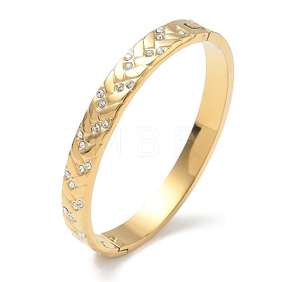 304 Stainless Steel & Rhinestone Hinged Bangles for Women BJEW-Z178-07G-1