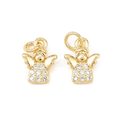 Brass Micro Pave Cubic Zirconia Charms KK-C162-032G-1