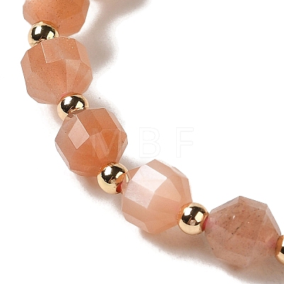 Faceted Natural Sunstone Stretch Beaded Bracelets BJEW-P318-01G-04-1