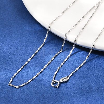 925 Sterling Silver Twisted Bar Link Chain Necklaces NJEW-H056-01B-P-1