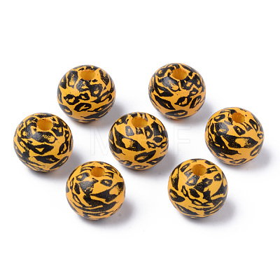 Painted Natural Wood Beads X-WOOD-S057-024-1