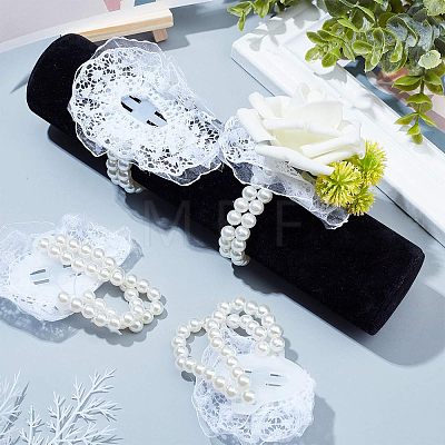 Plastic Imitation Pearl Stretch Bracelets FIND-NB0001-23-1