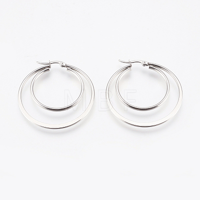 Tarnish Resistant 201 Stainless Steel Hoop Earrings EJEW-I213-B-02P-1