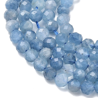 Natural Devil Blue Aquamarine Beads Strands G-P629-A03-03-1