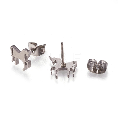 Tarnish Resistant 304 Stainless Steel Stud Earrings EJEW-N045-06P-1