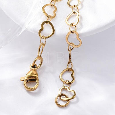 304 Stainless Steel Heart Link Bracelets BJEW-I191-01-1