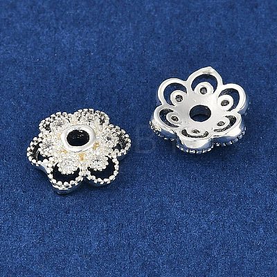 Brass Micro Pave Clear Cubic Zirconia Bead Caps KK-I719-13A-S-1