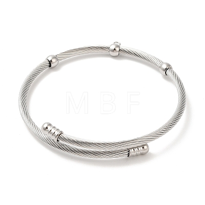 Tarnish Resistant 304 Stainless Steel Twisted Bangle Makings BJEW-L682-031P-1