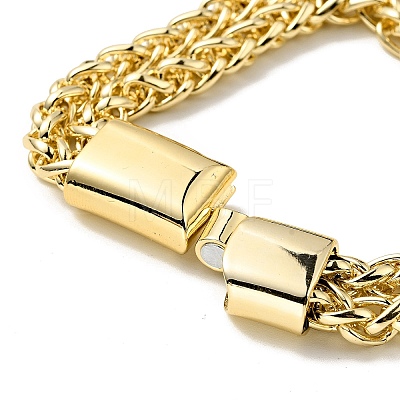 Men's Alloy Wheat Chains Double Layer Multi-strand Bracelet with Magnetic Clasp BJEW-A129-08G-1