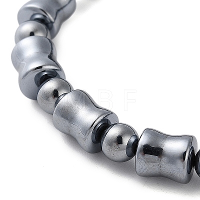 Bamboo Stick & Round Synthetic Terahertz Stone Beaded Stretch Bracelets for Women Men BJEW-F471-01-1
