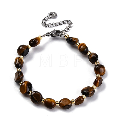 Natural Tiger Eye Beaded Bracelets for Women G-P563-07P-19-1