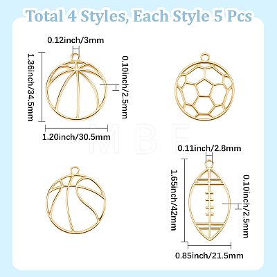 20Pcs 4 Styles Alloy Open Back Bezel Big Pendants FIND-SP0005-99-1