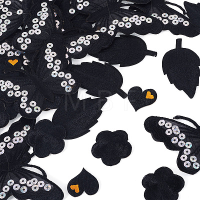 40Pcs 4 Styles Polyester Embroider Thread Iron on/Sew On Patches PATC-TA0001-45B-1