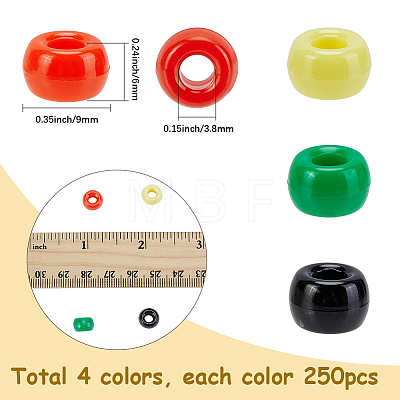 1000Pcs 4 Colors Opaque Plastic Beads KY-SC0002-63-1