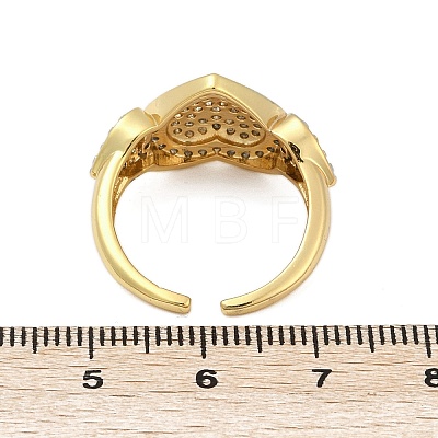 Brass Micro Pave Cubic Zirconia Open Cuff Ring for Women RJEW-F177-03GP-04-1