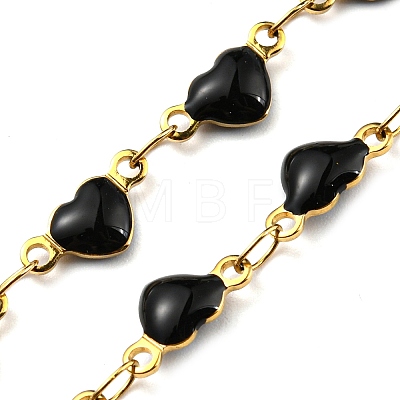 Ion Plating(IP) Golden 304 Stainless Steel Heart Link Chain Necklaces NJEW-E098-02G-04-1