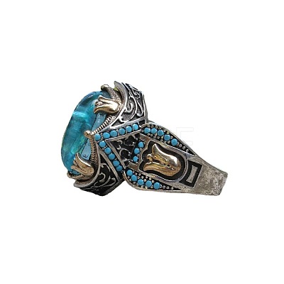 Oval Alloy with Glass Finger Rings FS-WG0E890-04-1