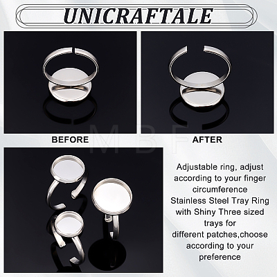 Unicraftale DIY Flat Round Cuff Ring Making Kit DIY-UN0003-46-1